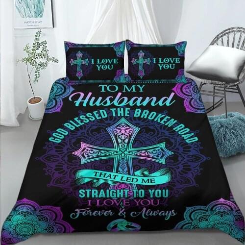 Decor Duvet Cover Set Family Gifts to My Husband Wife Twin Size Bedding Sets Home Textiles Queen King Bed Linen For Adults 3pcs