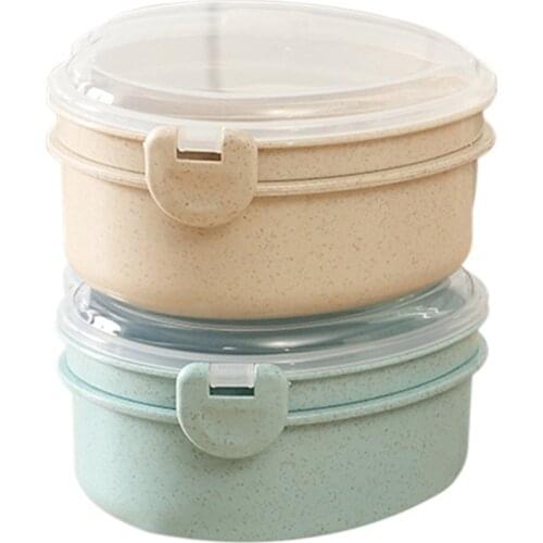 Wheat Straw Heart-Shaped Lunch Box Cutlery Set Portable Outdoor Picnic Camping Student Office Bento Box Spoon Fork