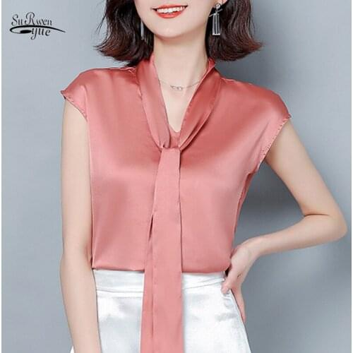 Korean Fashion Clothing Blusas Mujer De Moda 2020 Solid Plus Size Silk Women Tops Summer Office Lady Clothes Blusas 9231 50