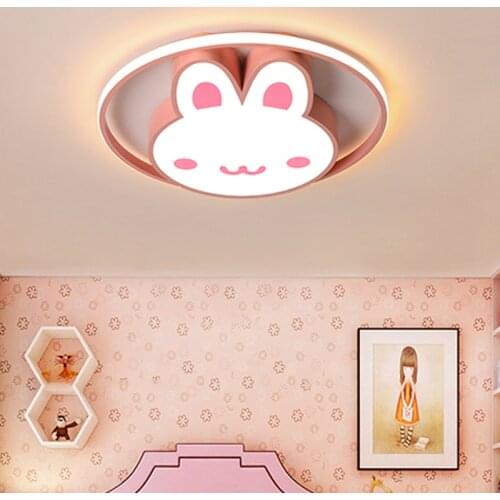 Cartoon Kids Room light Ceiling lights with Remote control Girl Children room decor cute rabbit plafon led techo ceiling lamp