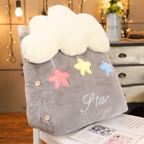 Cute Short Plush Bedside Lumbar Pillow Student Chair Back Cushion Embroidery Velvet Backrest Cushion Soft Office Chair Cushion