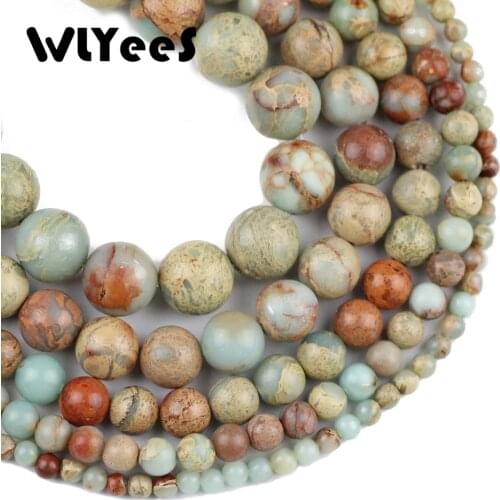 WLYeeS Natural Stone Serpentine Stone Top Quality 4/6/8/10/12MM Round ball Loose beads jewelry bracelet making DIY Accessories