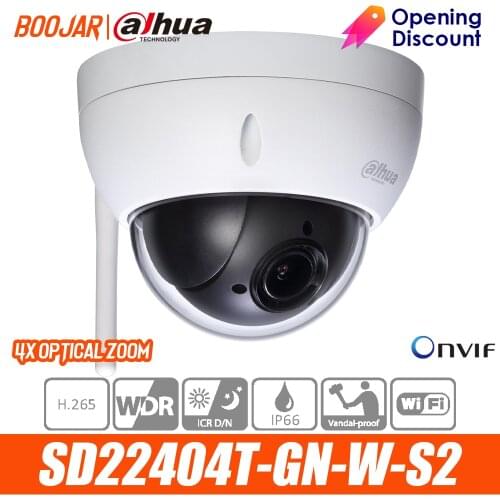 Dahua Original SD22404T-GN-W-S2 4MP POE 2.7~11mm 4X Zoom PTZ H.265 WDR ICR IVS Face Detect IK10 Onvif Network CCTV IP Camera