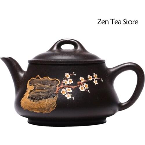 Hand Painted Raw Ore Black Gold Sand Teapots Zisha Teapot Health Beauty Kettles Tea Pot Purple Clay Tea Pots Filter Tea Set Gift