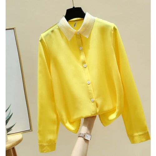 Long Sleeve Blouse Women Blusas Mujer De Moda 2021 Turn Down Collar Office Chiffon Blouse Shirt Tops Women Clothing Blusa E16