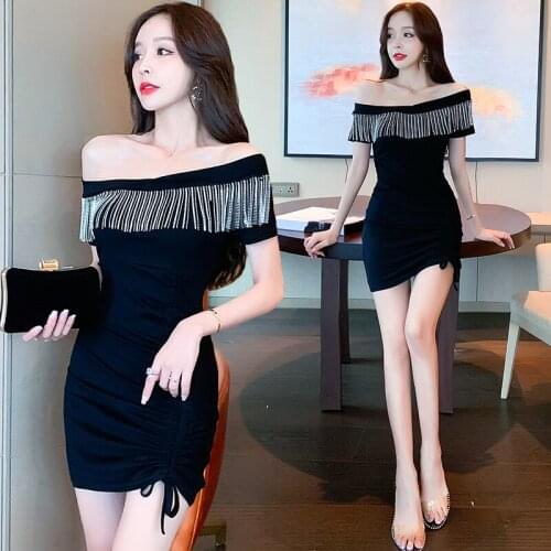 Sexy Black Mini Formal Sukienka Vintage Party WomenS Bodycon Short Dress For Summer Clothes 2020 Spring Nightclub D0374