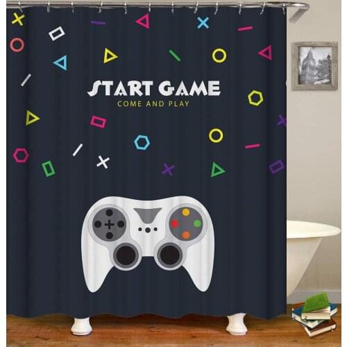 Funny Gamer Shower Curtain Classic Video Gaming Device Modern Shower Curtain for Boys Cloth Fabric Waterproof Bathroom Decor