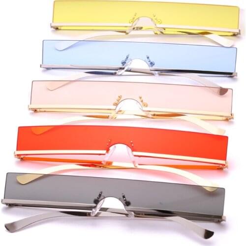 Metal frame personality rectangle sunglasses Unisex trendy street shot beach sexy Brand designer elaborate design sun glasses