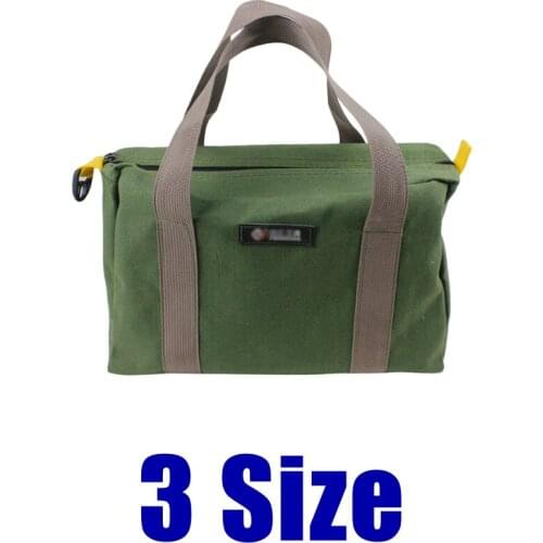 Canvas Hand Tool Bag Green Multi-function Toolkit Storage Tote for Men