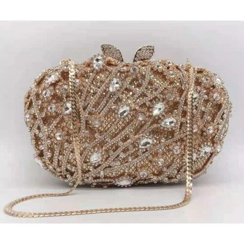 Lady Green/Silver/Rose gold Evening Bags Clutch Bag Women Party Wedding Gift Clutch Party Banquet Bag for Ladies Bridal Purse