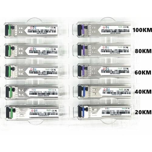 LC SFP Fiber optic module 1.25G LC 20/40/60/80/100KM 1310/1490/1550nm Single Fiber SFP Optical Module Transceiver FOR ONU OLT