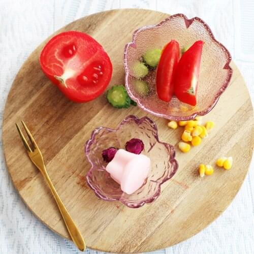 Japanese Style Sakura Glass Sauce Dish Peach Heart Dish Creative Dessert Snack Dish Brunch Tableware