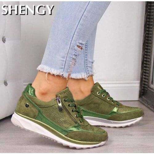 SHENGY Womens Wedges Sneakers Vulcanize Shoes Sequins Shake Shoes Fashion Girls Sport Shoes Woman Sneakers Shoes Woman Footwear