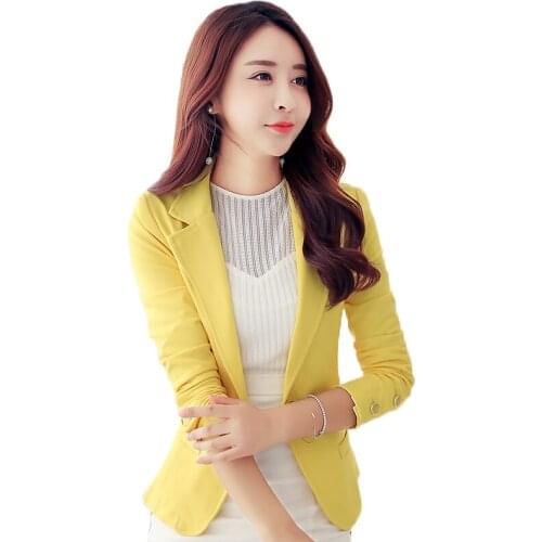 Plus Size 5XL Women Blazers And Jackets 2021 Spring Autumn Woman Slim Short Suit Jacket Female Suit Jacket Ladies Yellow Blazer
