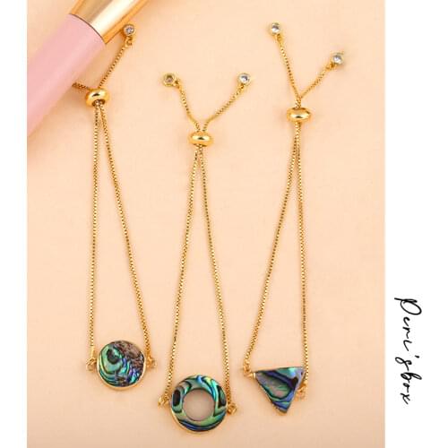 Perisbox 6 Designs Natural Abalone Shell Bracelets Circle CZ Stone Geometric Bracelets for Women Natural Pearl Shell Bracelets