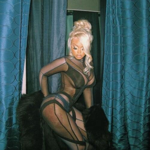 Sexy Sheer Mesh Patchwork Jumpsuits Club Party Summer Outfits for Women 2021 Goth Long Sleeve See Through Slim One Piece Rompers