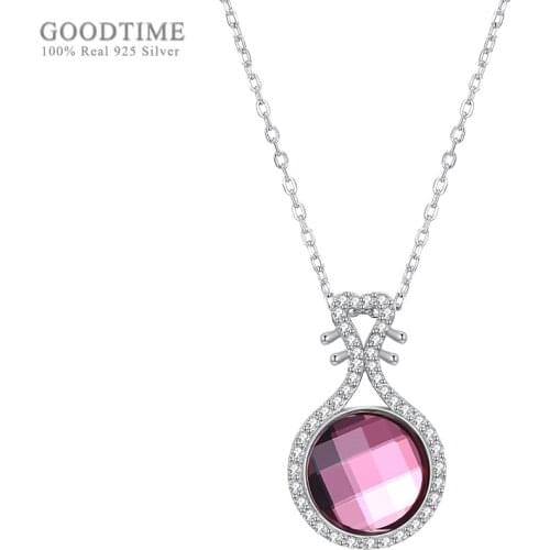 Fashion Necklace For Women 925 Sterling Silver Jewelry Crystal Pipa Pendant Chain Necklaces Anniversary Gift For Girl Party