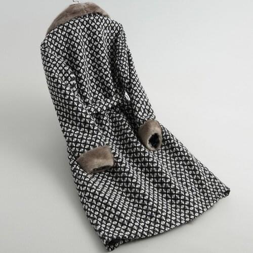 Fur Real Coat Female Natural Lamb Fur Tweed Coat 2020 Winter Jacket Women Mink Fur Collar Korean Woolen Coats MY3778 s