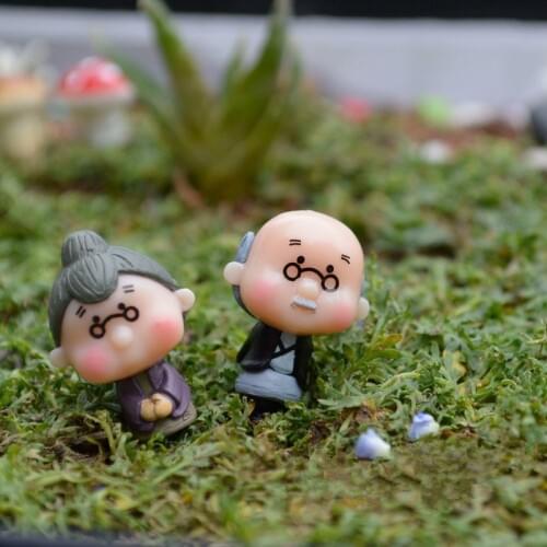 1 Pair crafts bonsai doll house miniatures DIY Old Granny fairy garden gnome animals moss terrarium home desktop decor