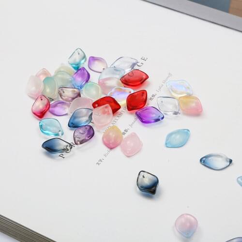 10pcs/lot Colored Gradient Petal Shape Flat Glass Beads For DIY Jewelry Making Necklace Earrings Bracelet Accessories Supplies