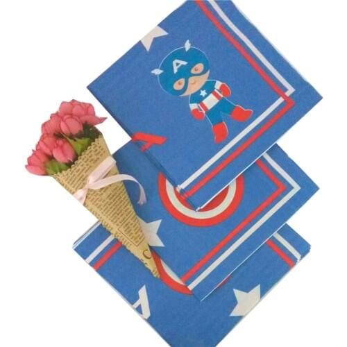 10pcs/lot Captain America Theme Disposable Napkins Wedding Kids Birthday Party Supplies Paper Napkins Family Party Supplies