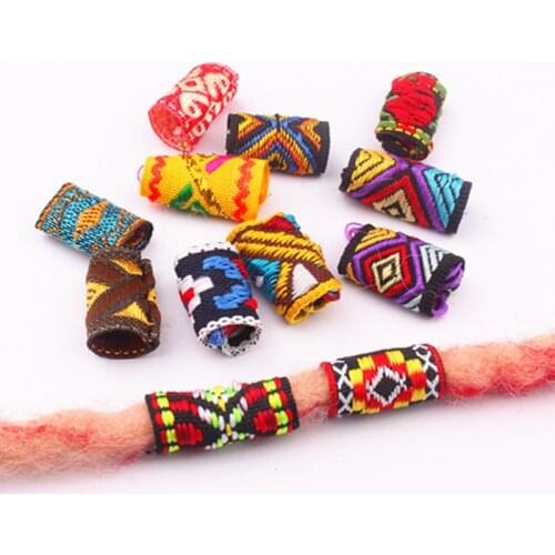 10 Pcs/set Colorful Mix Cloth Fabric Hair Ring Braid Dread Dreadlock Beads Rings African Braids Braiders Hair Accessories