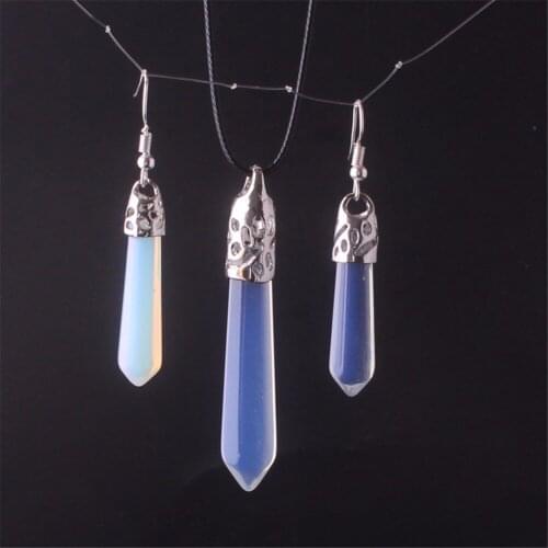 12set/lot Sodalite Opal Tiger Eyes Natural Stone Healing Pendants Treat Charms Necklace Earrings Jewelry for Women Free Shipping