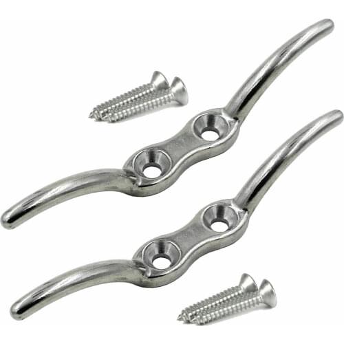 2x Stainless Steel 316 Flag Pole Cleat 6 Inch Cleat w/Hardware - Non-Rusting