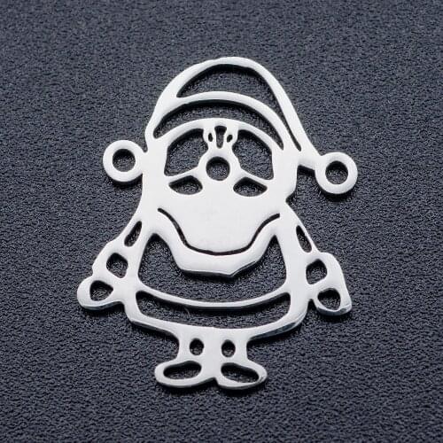 5pcs/lot 21*17mm Stainless Steel Santa Claus Pendant Bracelet Charms DIY Crafting Father Christmas Jewelry Making Handicraft