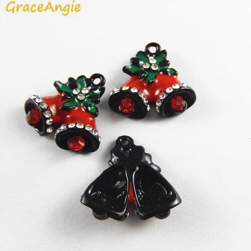 5PCS Cute Mini Small Bell Charms Christmas Decoration Phone Finding Handmade Crafts Accessory Enamel Key Chain Pendant Enamel