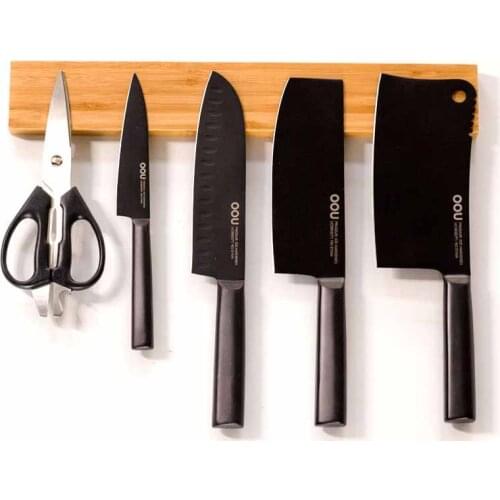Bamboo material wall magnetic knife holder kitchen magnetic magnet knife holder iron magnetic tool holder