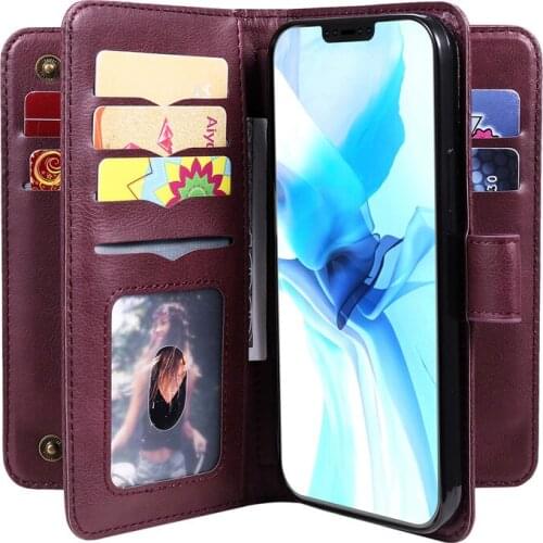 10 Multi Card Slots Wallet for Redmi Note 9 Pro Max 9S Note8Pro Case Leather Flip Luxury Cover Shockproof Kickstand Casing Shell
