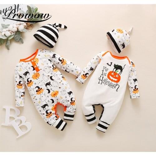 Prowow My First Halloween Baby Boy Romper Costume Pumpkin Grimace Newborn Jumpsuit For Kids Party Holiday Clothing Boy Sleepwear