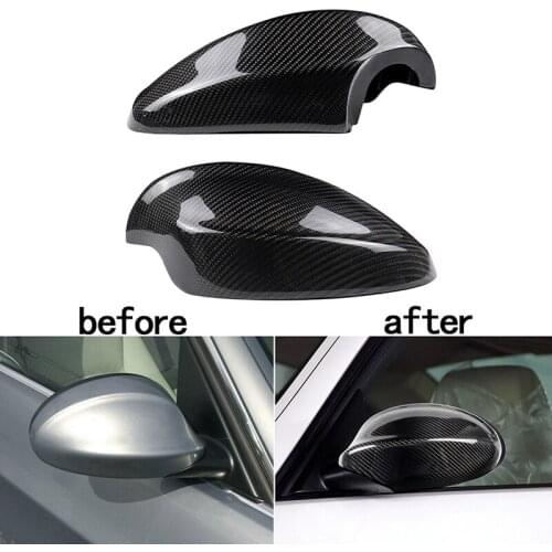 For BMW 3 Series E90 2005-2008 One Pair Car Rear View Cover Side Mirror Protection Decoration Caps Black Real Carbon Fiber Parts
