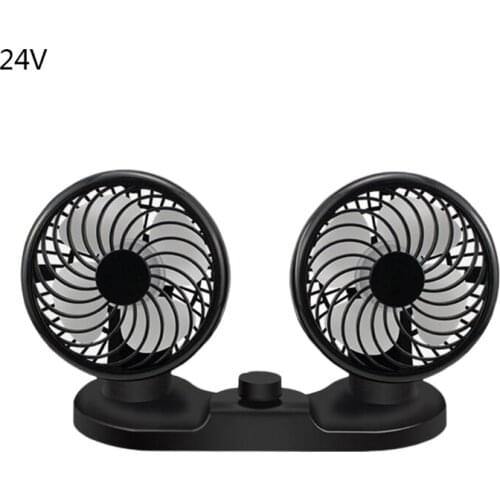 Double-headed Electric Car Fan 12V/24V Auto Powerful Cooling Device Rotatable L69D