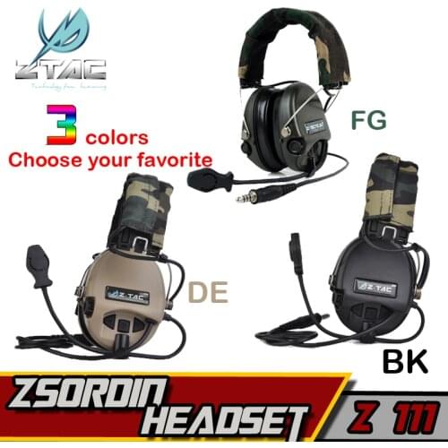 Z-TAC Sordin Peltor Headset Softair Element Headset Active Airsoft Tatical Military ZTac Earphone Helmet Adapter IPSC Headphone