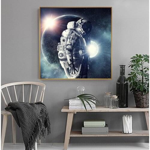 Modern Space Astronaut Planet Posters Moon Eclipse Canvas Painting And Print Wall Art Picture For Living Room Home Decor Cuadros