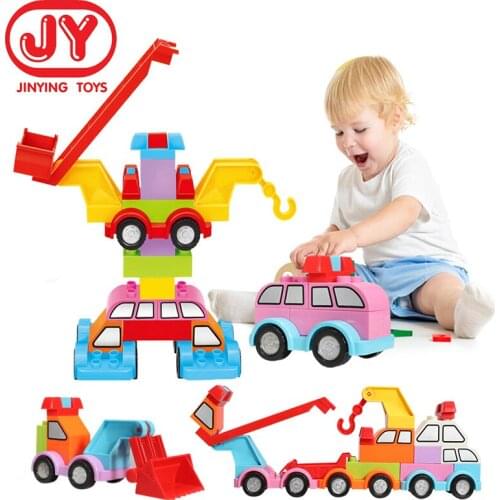 Classic Big Size Slide Building Deformed car DIY Bricks Construction Building Assembly Bricks Toys For Children Kids Gifts toys