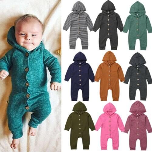 Newborn Toddler Infant Baby Girl Boys Hooded Romper Jumpsuit Playsuit Long Sleeve Clothes Autumn Warm Outfits