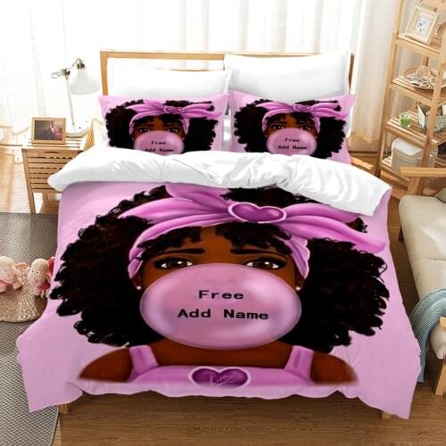 3D African girl digital printing quilt cover princess bedding bed linen quilt cover three-piece girl