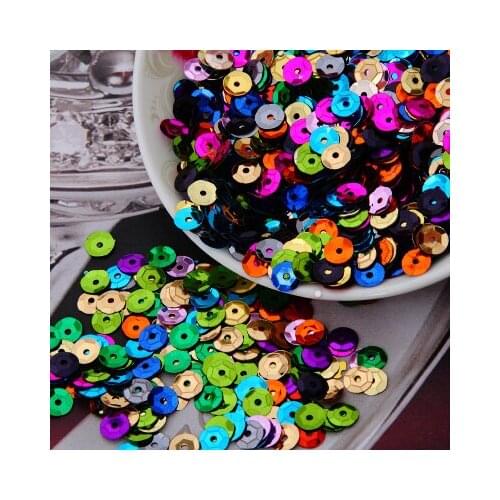 50g(1650pcs) 8mm Cup Sequin Round Sewing Wedding Craft Silver-based Mix Colors