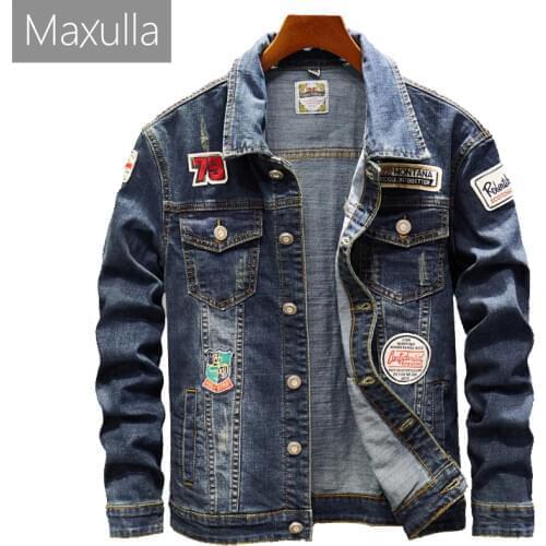 Maxulla denim jackets men original Spring jean jackets patchwork streetwear stylish Hip Hop denim jacket men street wear Mla026