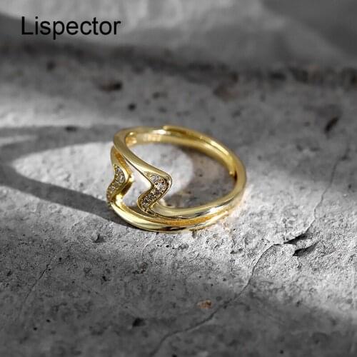 Lispector 925 Sterling Silver Luxury Zircon Lightning Rings for Women Elegant Slim Hollow Z Double Layers Rings Unisex Jewelry