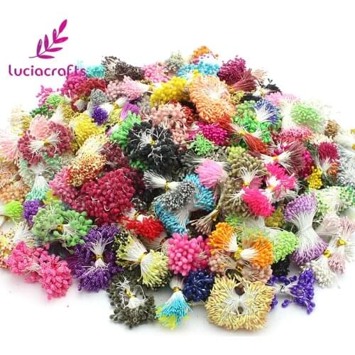 Lucia Craft 100g/lot,Approx 1100pcs Random Mixed Size Artificial Flower Double Heads Stamen Floral for wedding decor D0503
