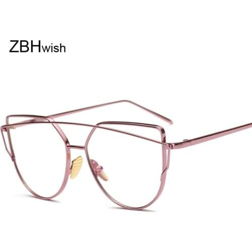 Fashion Womens Computer Glasses Cat Eye Glasses Frame Female Transparent Round Men Glasses UV400 Protect