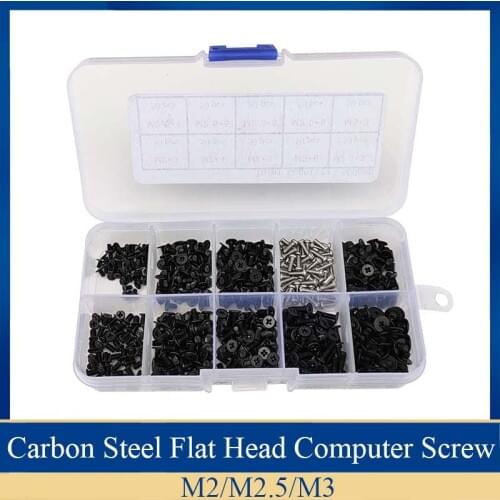 500pcs Mini Computer Screw Kit Set Screwdriver Caron Steel Flat Head bolt and 304 Stainless Steel screw