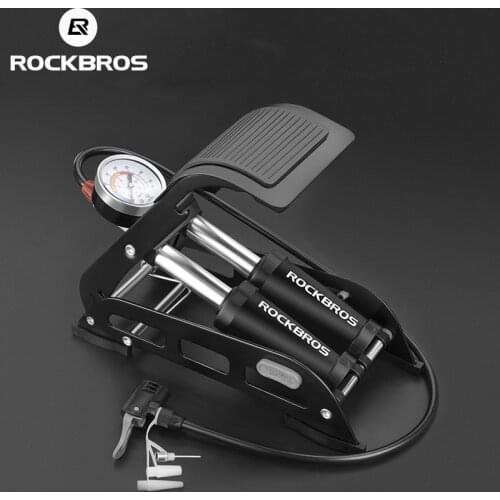 ROCKBROS High Pressure Foot Pump With Pressure Gauge Car Air Pump UK/AV/FV Universal Bicycle Motorcycle Folded Inflatable Pump