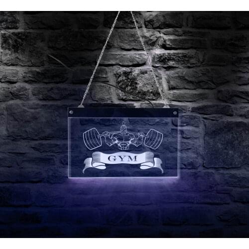 Gym Business Logo Lighting Wall Decor Custom Fitness Center Weightlifting LED Neon Sign Multi Colors Wall Hanging Acrylic Board