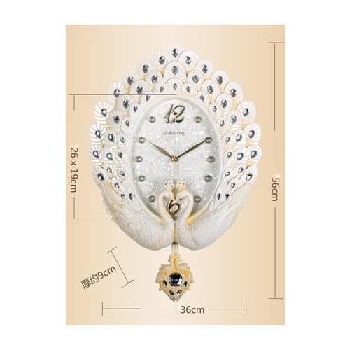 NEW WALL CLOCK LIVING ROOM EUROPEAN CLOCK NORDIC PEACOCK HANGING TABLE MUTE LARGE RETRO BEDROOM DECORATION CREATIVE WALL CLOCK