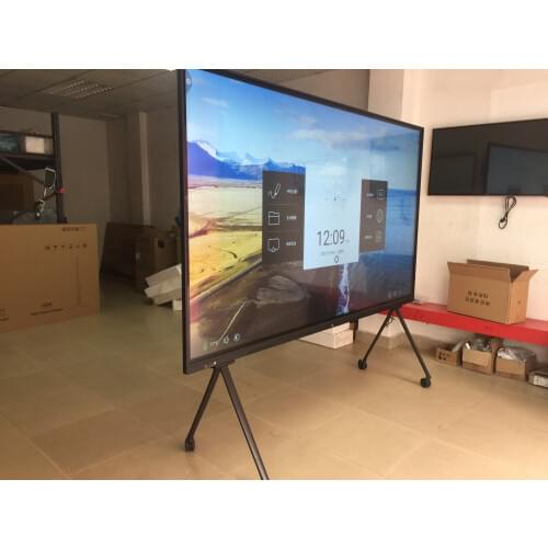 Moveable 110 inch touch screen interactive lcd display monitor with PC built in 4K android Smart television TV